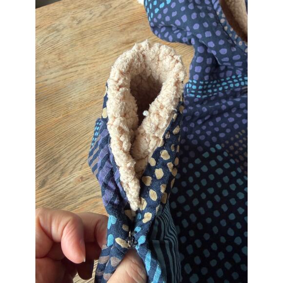 Japanese Boutique Sherpa Lined Patchwork Cape Poncho One Size - Picture 6 of 9